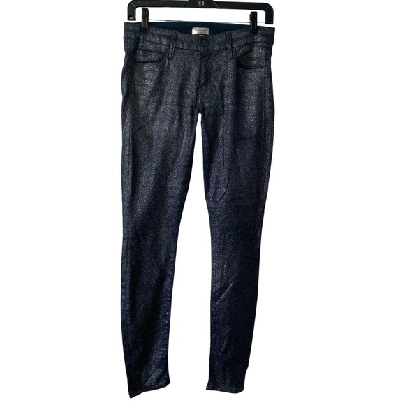 Mother The Looker Sparkle and Purr Glimmer Stone Blue Coated Size 27 - Picture 2 of 14